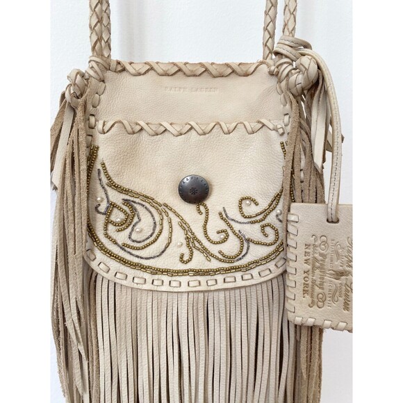 Ralph Lauren Cream Leather Fringe Beaded Crossbody Bag, 2011 Runway Collection - Picture 15 of 16
